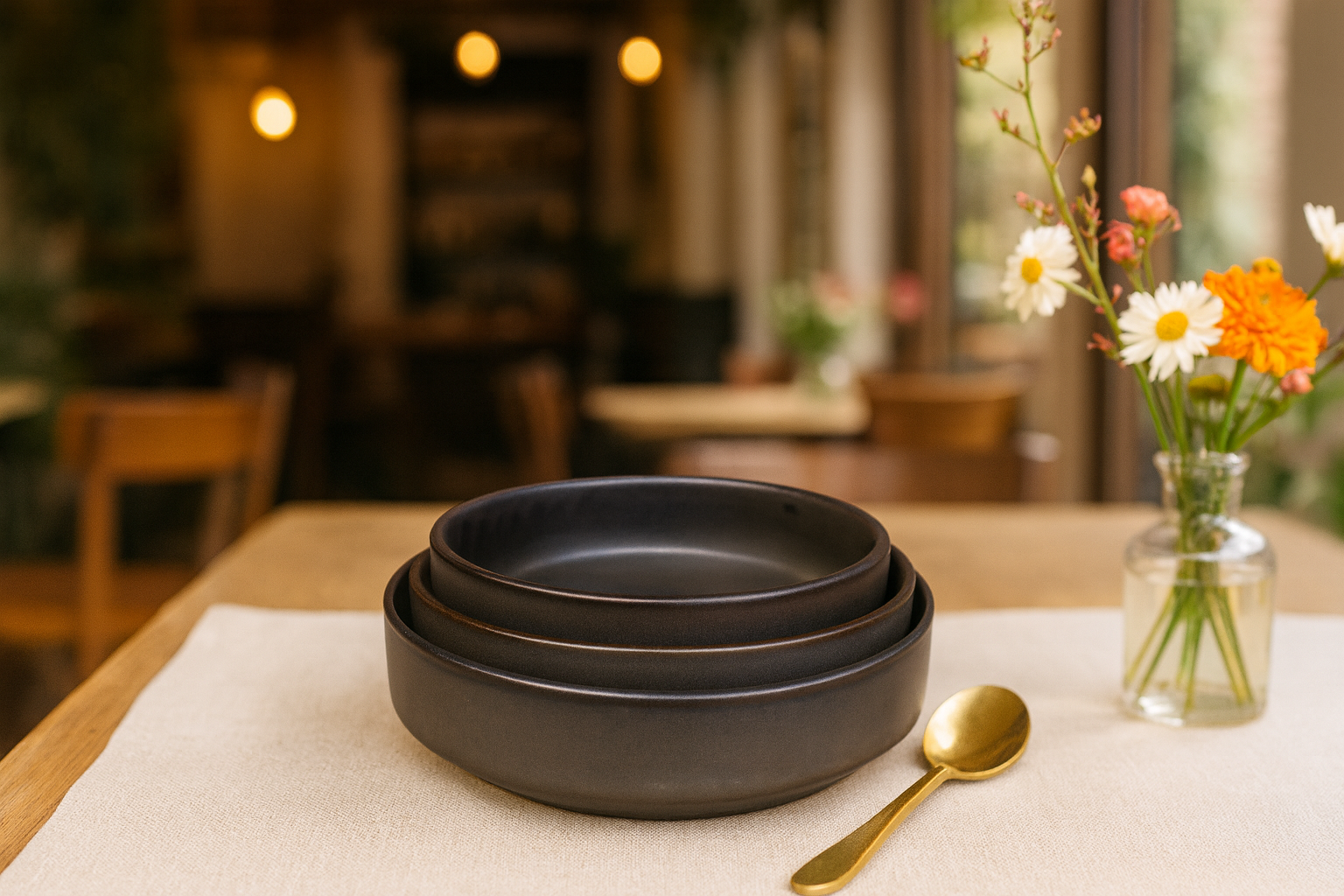 Matte Charcoal Ceramic Serving Bowls, Set of 3 – Khan Ceramic - Image 7