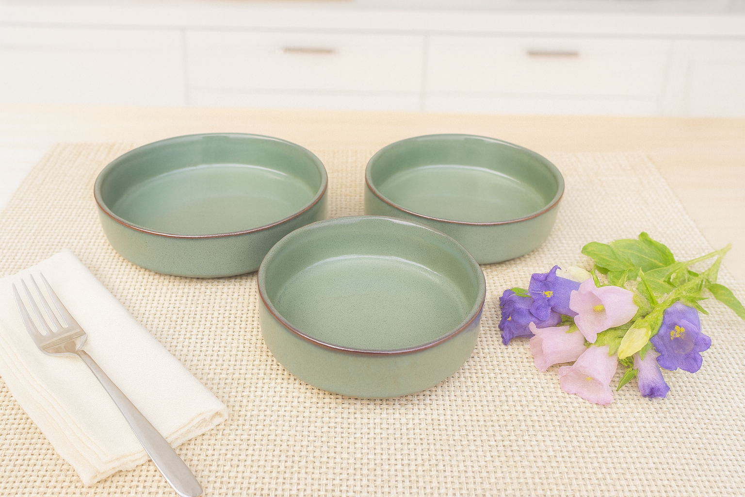 Sage Green Glazed Ceramic Serving Bowls, Set of 3 – Khan Ceramic - Image 5