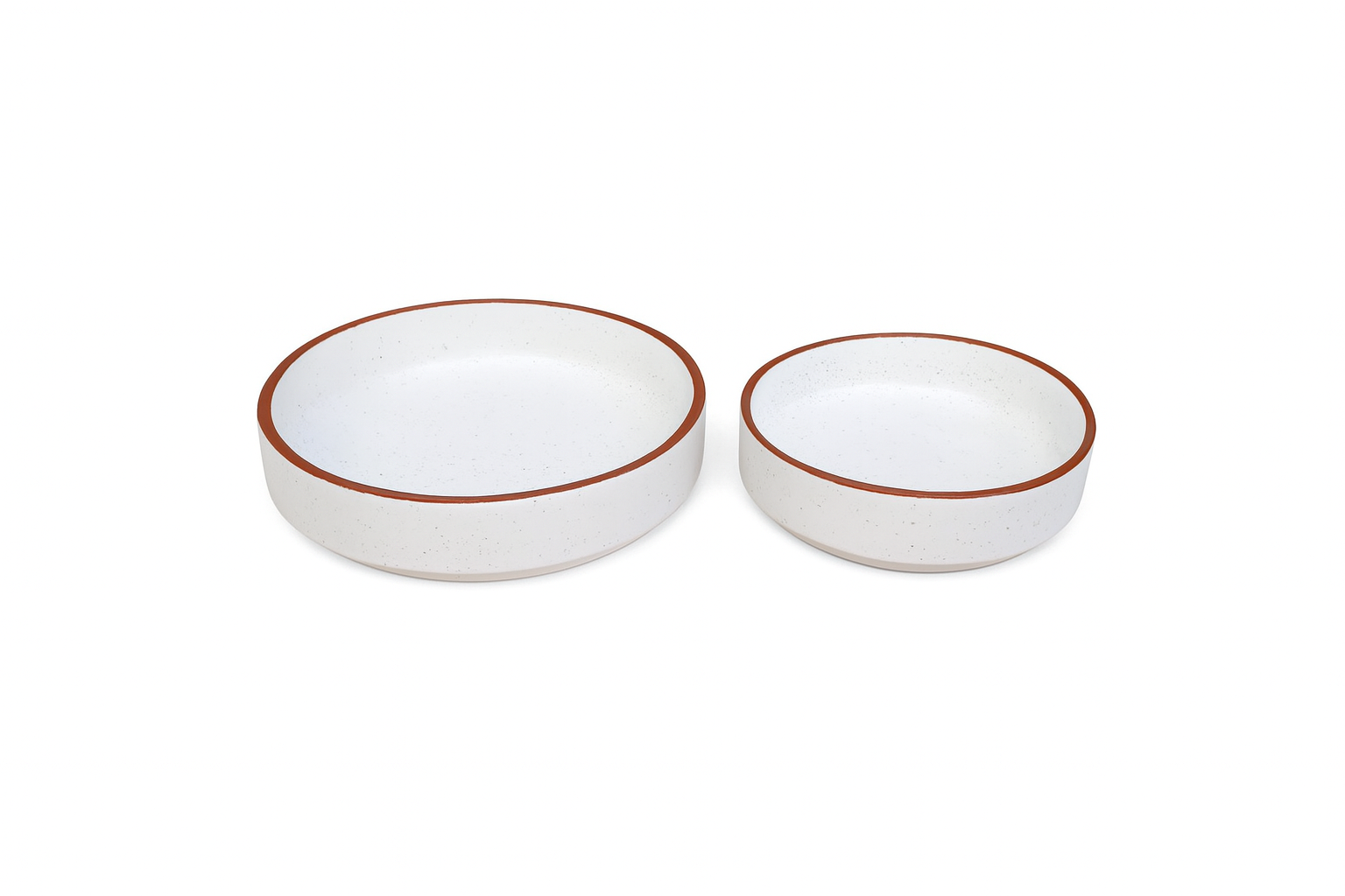 White Speckled Ceramic Serving Bowls with Brown Rim, Set of 3 – Khan Ceramic - Image 4