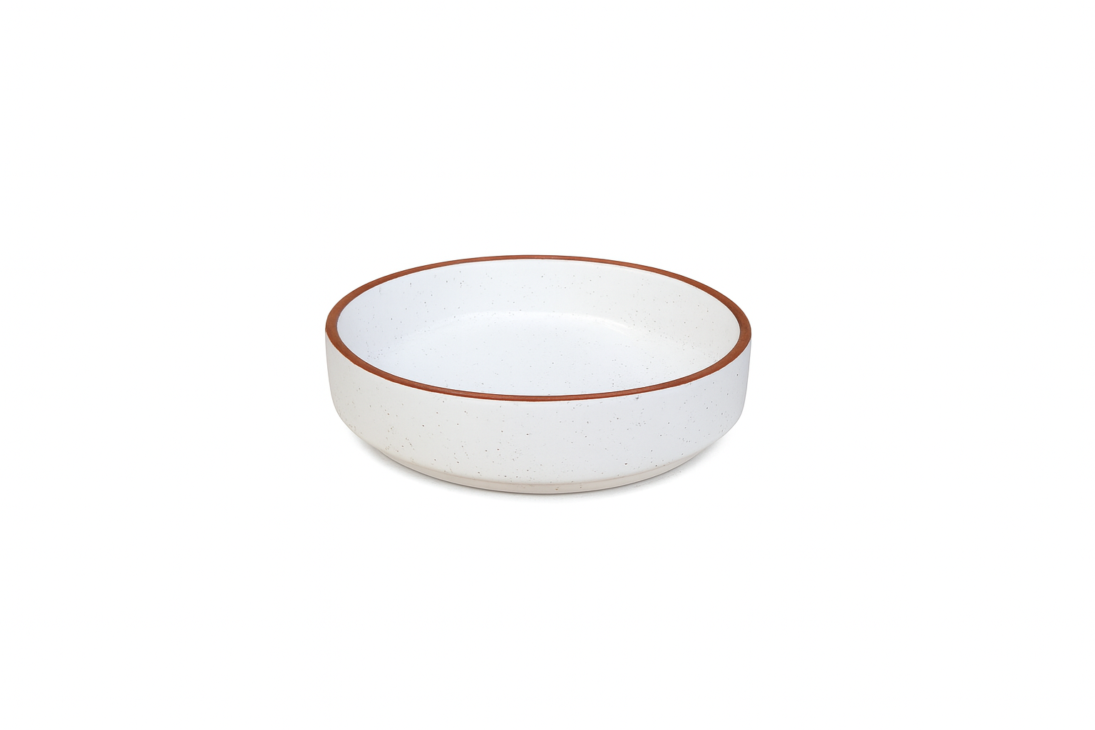 White Speckled Ceramic Serving Bowls with Brown Rim, Set of 3 – Khan Ceramic - Image 6